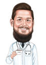 Chemical Technician Caricature Portrait in Colored Style for Custom Medical Gift