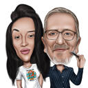 Caricature humoristique d'un couple dans un style très exagéré