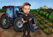Caricatura de cultivador de agricultor de persona en estilo de color como regalo personalizado para el granjero