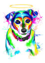 Dogs Crossing Rainbow Bridge - Memorial Dog Portrait in Watercolor Style