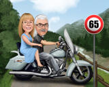 Portrait de couple de motards personnalisé