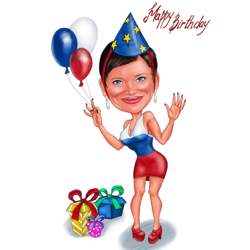 Funny Girl with Birthday Balloons Funny Girl with Birthday Balloons