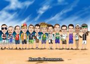 Caricature d'activités de plein air en groupe