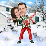 Custom Christmas Couple Caricature