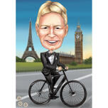 Person in Suit Riding a Bicycle