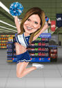 Girl Cheerleader Cartoon Caricature in Full Body Color Style from Photos