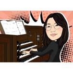 Piyano Çalmak Pop Art Komik Karikatür
