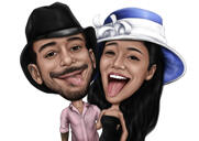 Dibujo divertido de caricatura de pareja en un bar