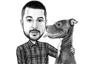 Dog with Owner Portrait from Photos in Black and White