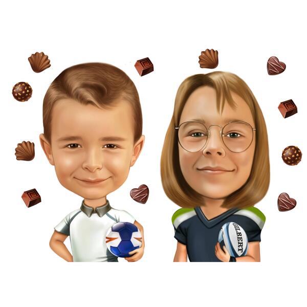 Head and Shoulders Sweet Kids Sport Caricature from Photos
