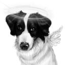 Retrato Memorial de Cão em Preto e Branco