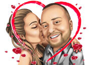 Caricatura di un bacio tenero: tipo di corpo con testa e spalle