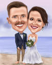 Exaggerated Couple Wedding Caricature
