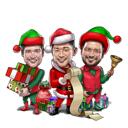 Custom Christmas Santa Group Caricature