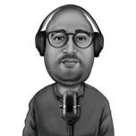 Sort og hvid podcast-avatar