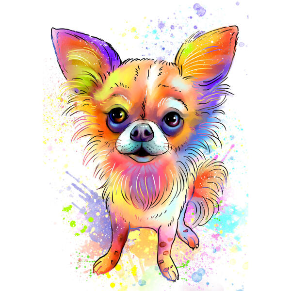 Aquarel Pastel Full Body Chihuahua Cartoon Portret Tekenkunst