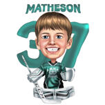 Karikatura hokejového dítěte z fotografie