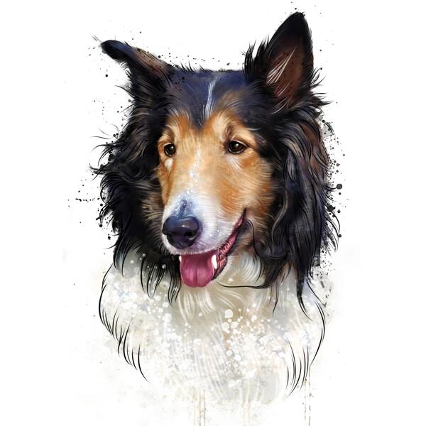 Retrato de Collie: Pintura Natural em Aquarela