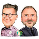 Two Police Officers Cartoon Drawing