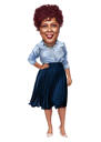 Feminine Woman Cartoon Portrait in Full Body Color Digital Style from Photos
