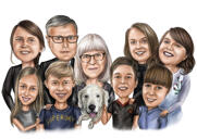 Familie met Labrador Portret Tekening