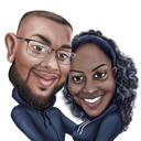 Love Caricature Happy Couple Portrait