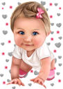 Caricatura de niño con corazones multicolores