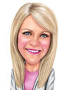 Woman Cartoon Portrait in Color Style Hand Drawn from Photo