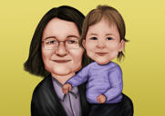 Caricatura di nonna con nipote