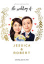 Caricatura personalizada de cartão de convite de casamento de noivos para convidados