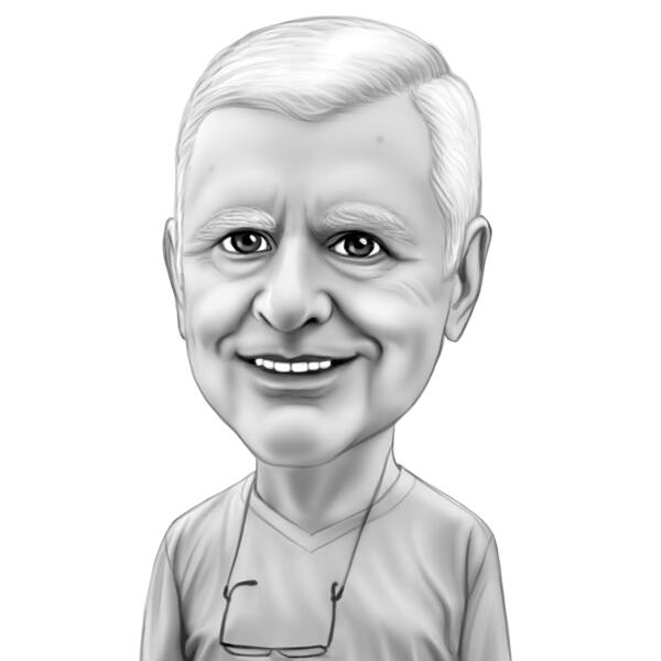100th Years Anniversary Caricature Gift in Black and White Style from Photos