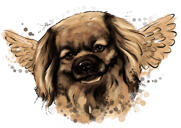 Portrait de dessin animé de chien d'ange dans un style aquarelle naturel à partir de photos