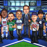 Caricatura degli sposi in uniforme sportiva