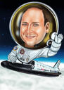 Пользовательская карикатура на летчика-космонавта на фоне самолета