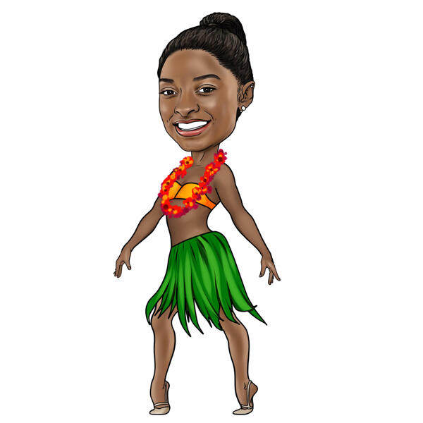 Caricatura di una ballerina delle Hawaii
