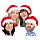 Holiday Group Caricature with Santa Hats