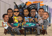 Карикатура игроков группы казино