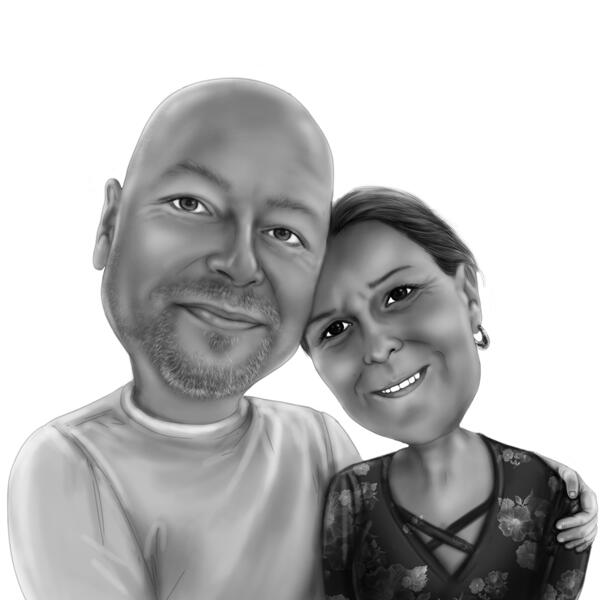 Dessin animé de câlin en noir et blanc à partir de photos
