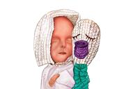 Caricature de bébé nouveau-né dans un style coloré dessiné à la main à partir de photos
