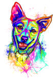 Chien+Dessin+Portrait+Style+Aquarelle+Arc-en-ciel