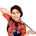 Caricature asiatique: dessin de portrait personnalisé