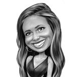 Lady Caricature fra Photos in Black and White Pencil Style