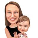 Retrato de caricatura de madre con bebé para regalo del Día de la Madre