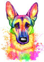 Akvarell stil schäferhund förlust med Halo porträtt handritad från foton