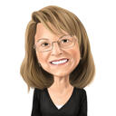 Woman Cartoon Portrait in Color Style Hand Drawn from Photo