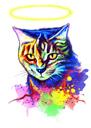 Retrato conmemorativo en acuarela con halo por la pérdida de una mascota