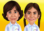 Ritratto di bambino e ragazza cartone animato in stile a colori da foto