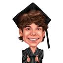 Caricatura exagerada y divertida de regalo de graduación
