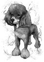 Акварельные оттенки серого портрета собаки в полный рост с фотографий