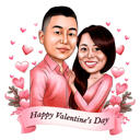 Een vrolijke Valentijnsdag karikatuur als cadeau met een gepersonaliseerd tekstbericht.